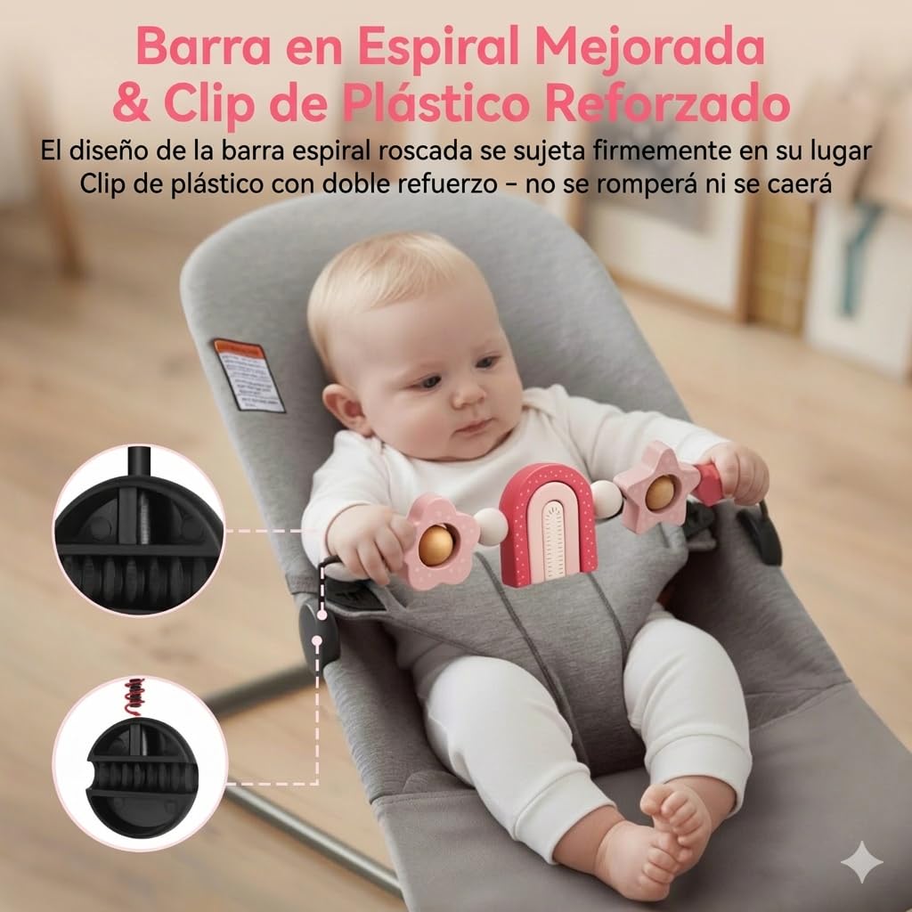 Baby Bouncer Toy Bar, Bouncer Toy Bar, fácil de fijar y quitar, materiales aptos para niños, ideal para bebés, juguetes para bebés en blanco y negro (arco iris)