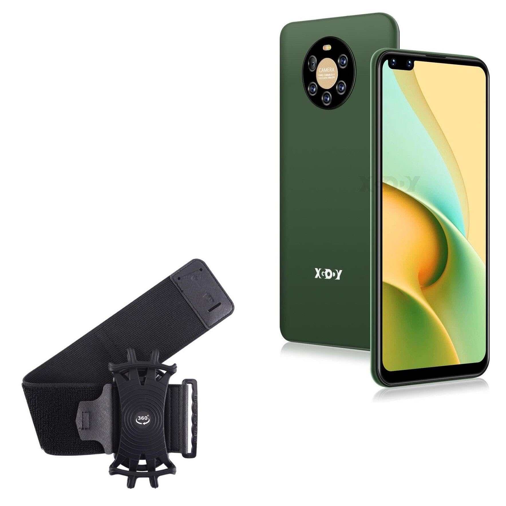 BoxWave Holster Compatible with Xgody Mate 40 - ActiveStretch Sport Armband, Adjustable Armband for Workout and Running - Jet Black