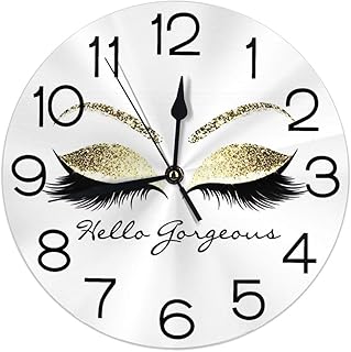 Round Wall Clock Women Eyelash Silent Non Ticking Decorative Clocks Quartz Quiet Desk Clocks for Home