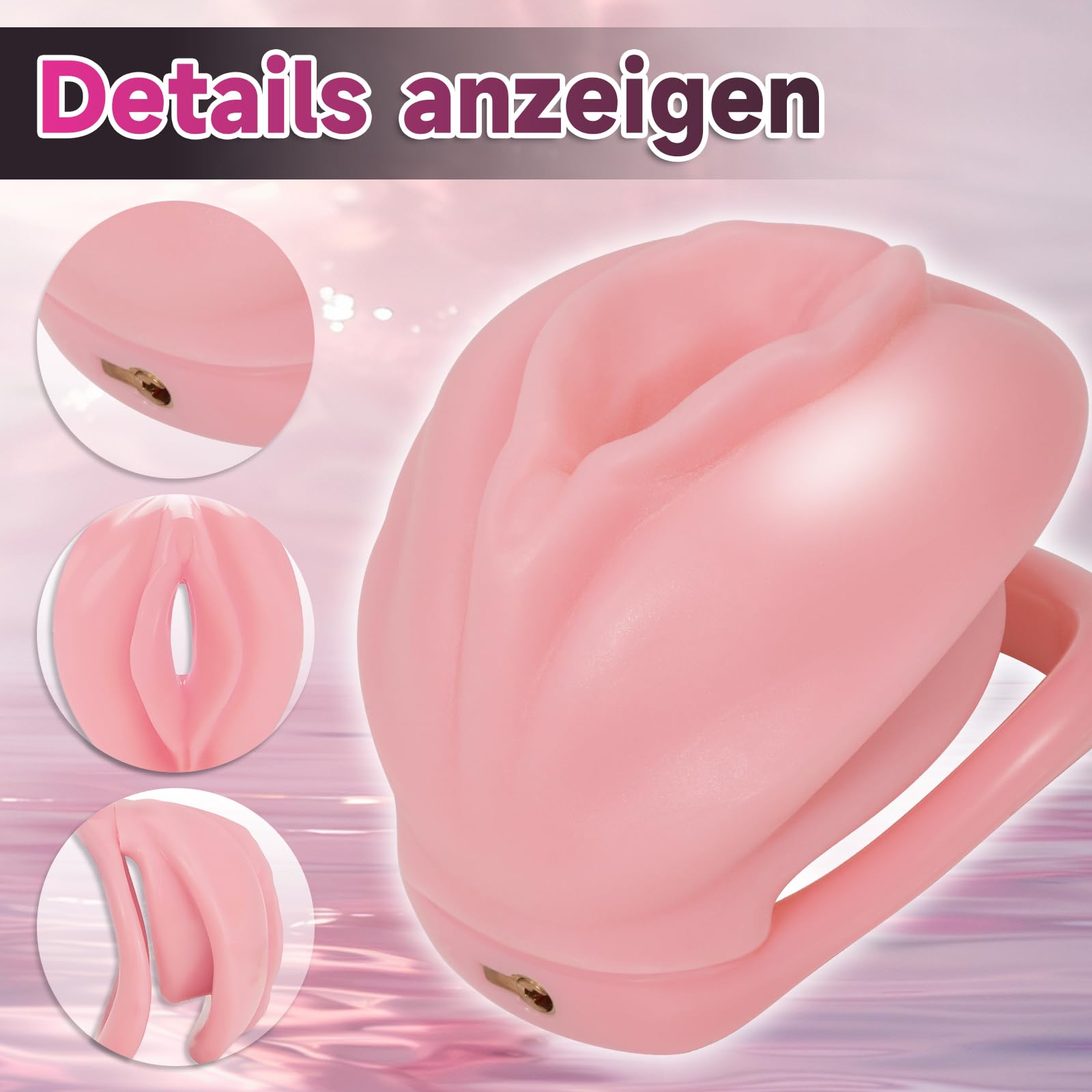Jouet Adulte Cage de Chasteté pour Pénis avec Mini-Serrure et 4 Anneaux Différents Sex Toys Homme Sissy Chastity Cage Man Légère en Résine et Silicone avec Ceinture pour Attacher le Pénis (Complexion)
