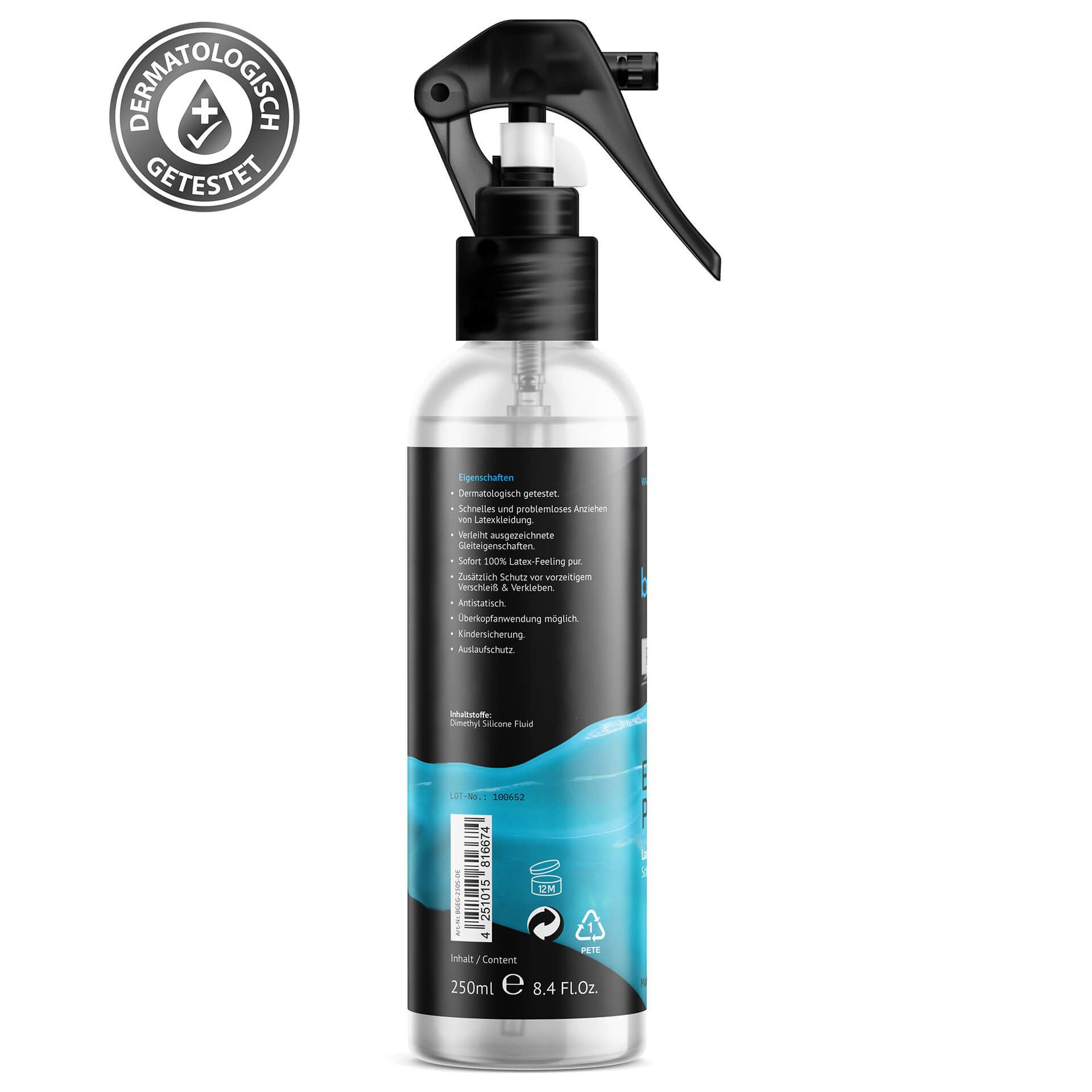 Latex Pflege PREMIUM SET - Latexpolitur Perfect SHINE SPRAY - Special WASH LATEX Waschmittel - WIPE Latexpoliertuch Small - Latexanziehhilfe EASY GLIDE SPRAY + UV & STORAGE Protection Spray