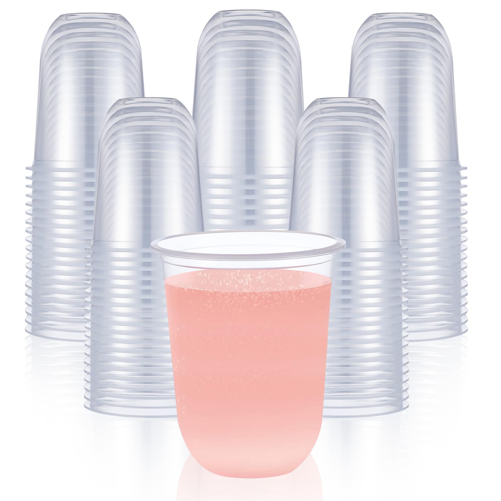 100 Pcs Plastic Stemless Wine Glasses Disposable Plastic Wine Glasses for Parties Weddings Birthdays Cocktail(Clear,16oz)