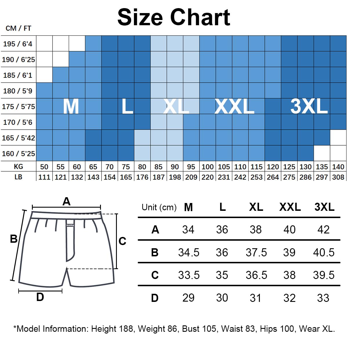 3 Pièces Caleçon Lâche Homme 100% Coton Tricot Amples Respirants Ultra Confortables sous-vêtements Homme M - 3XL