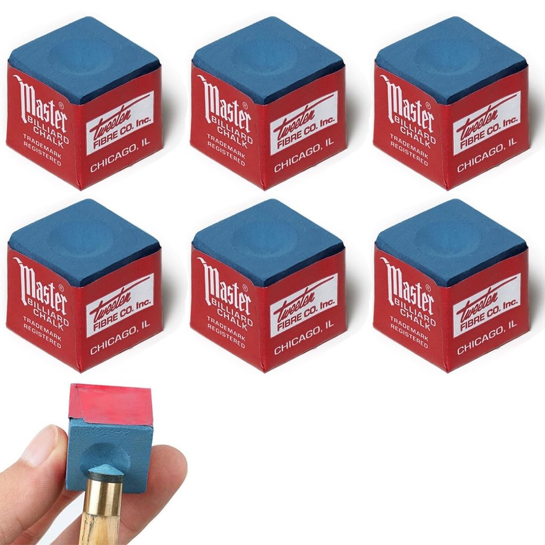 CATOR 6 piezas Tiza de billar, azul, accesorios de mesa de billar para mesa de billar, billar tiza billar