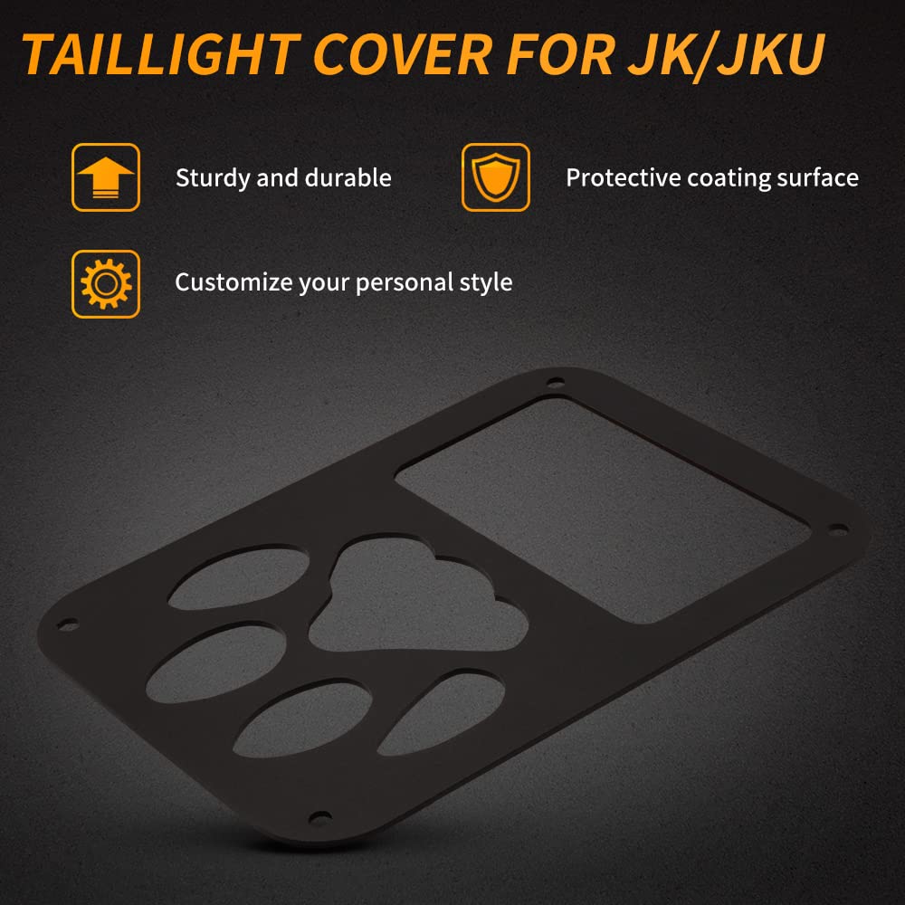 Housse de feu arrière Compatible avec Jeep Wrangler JK/JKU 2007-2018, en Alliage d'aluminium avec Protection décorative en Forme de Patte de Chien, Accessoires extérieurs (1 Paire)