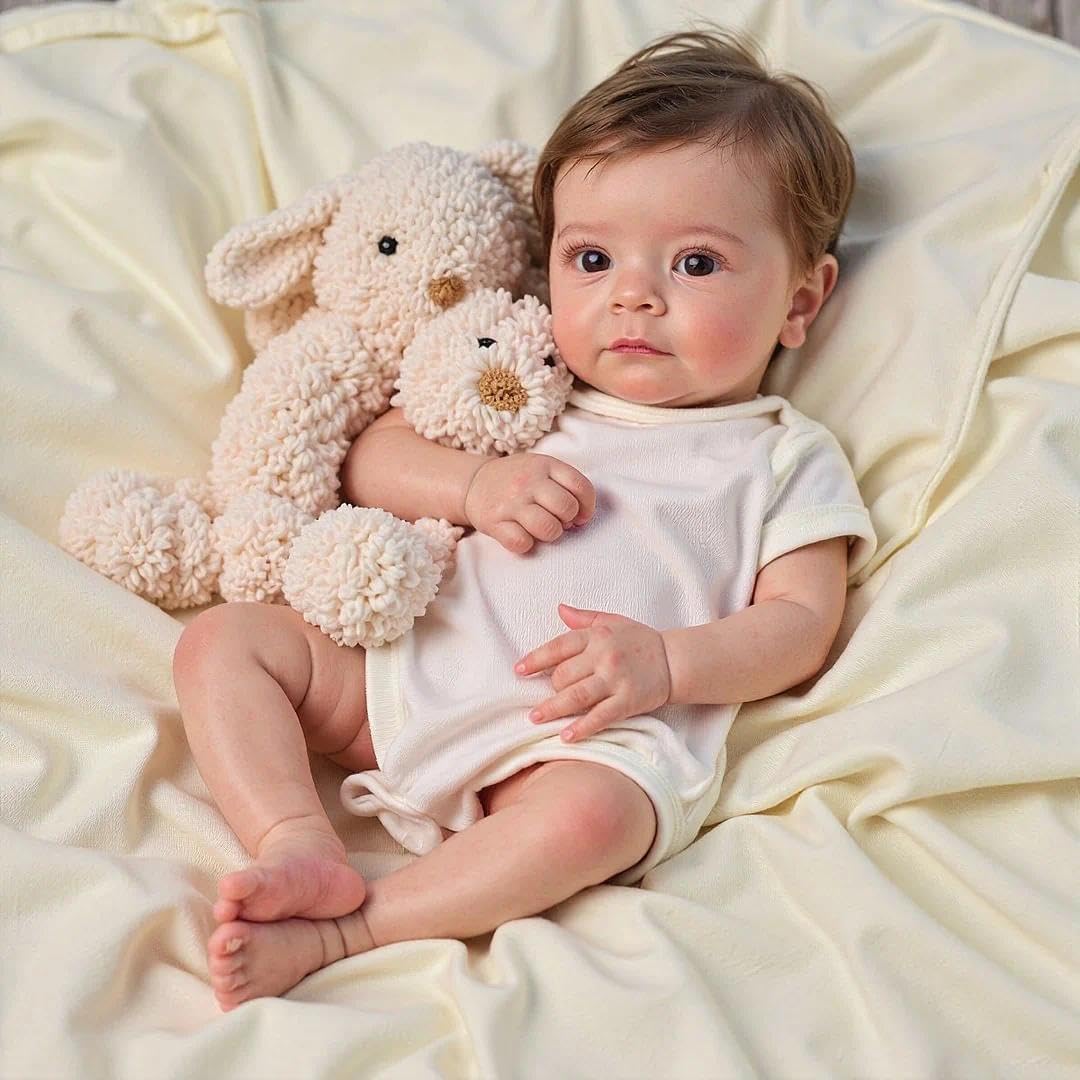 RXDOLL Realistyczna lalka z silikonu o wysokości 48,3 cm dla chłopców - brązowe włosy - prezent dla dzieci od 3 lat
