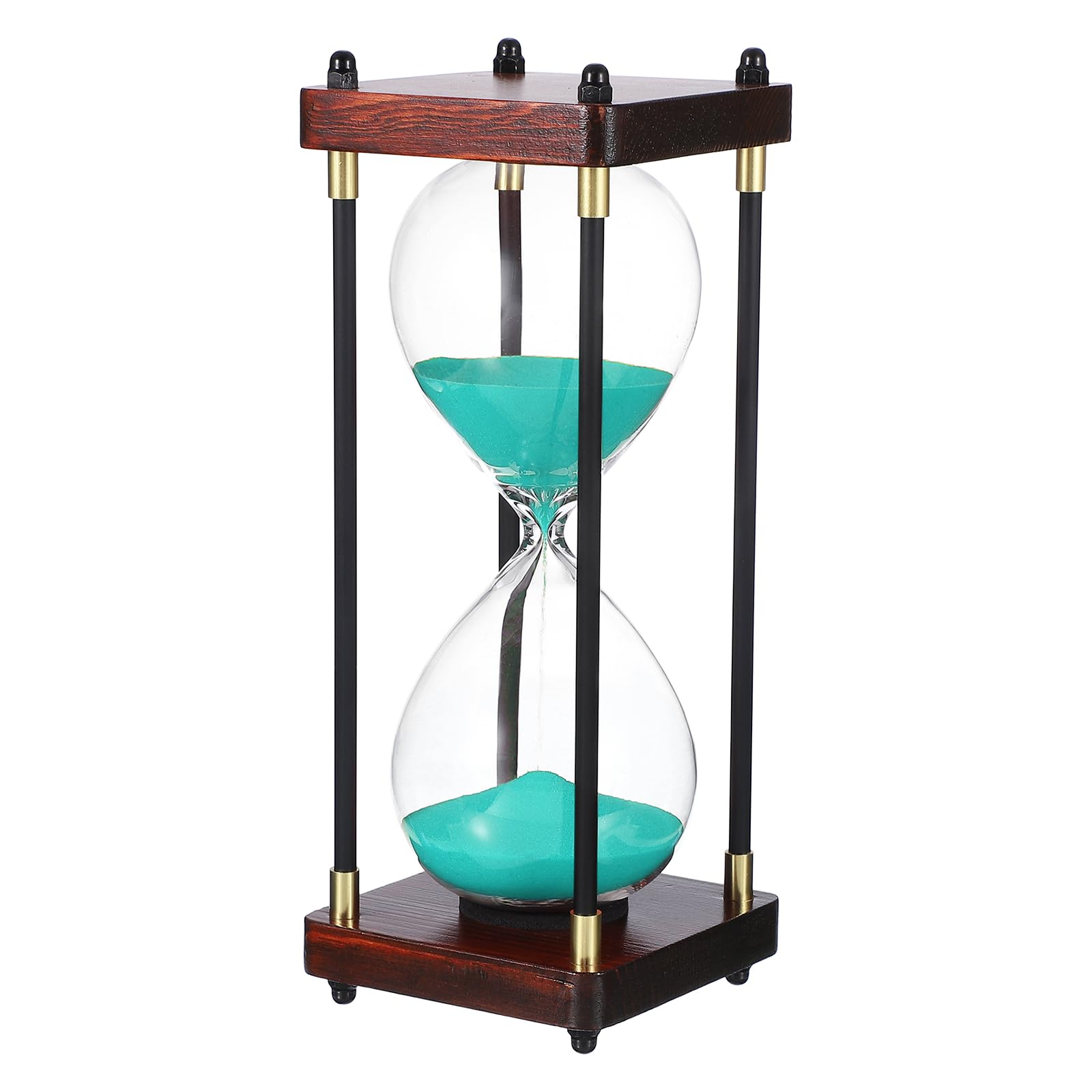 PATIKIL Large Decorative Sand Timer, 30 Minutes Wood Hour Glass Timer Modern Wooden Hour Glass for Cooking Game Office Classroom Kitchen Home, Green(Style 2)