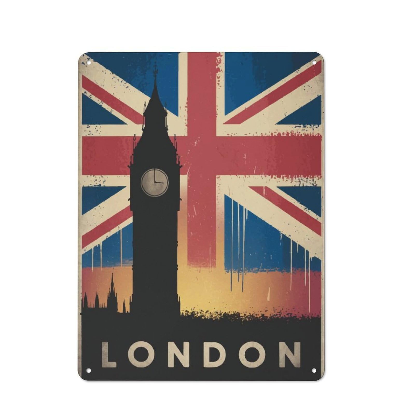 Junmoney London Skyline Tin Wall Plaque 40X30cm With For Hobby Room Or Studio, For Metal Sign Collectors, For Kitchen And Home Bar Decor