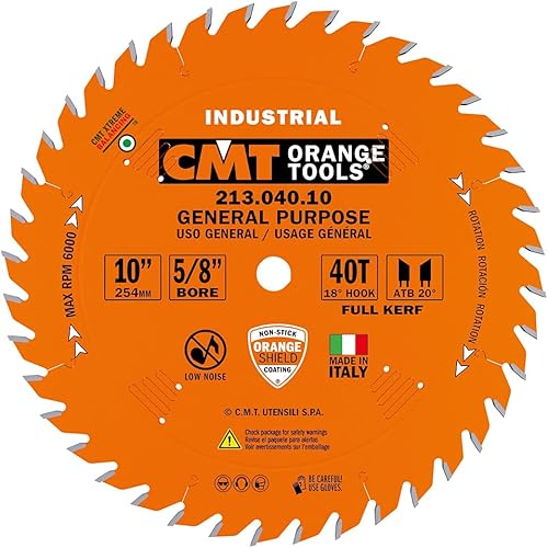 CMT 213.040.10 10-Inch Diameter 40 Teeth 5/8-Inch Bore Industrial General Purpose Saw Blade