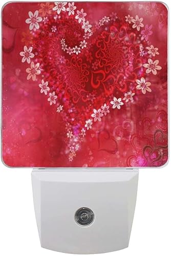 Regalos para el día de la madre, luces LED de noche enchufables, regalo de corazón rojo rosa, sensor de atardecer a amanecer, luces nocturnas