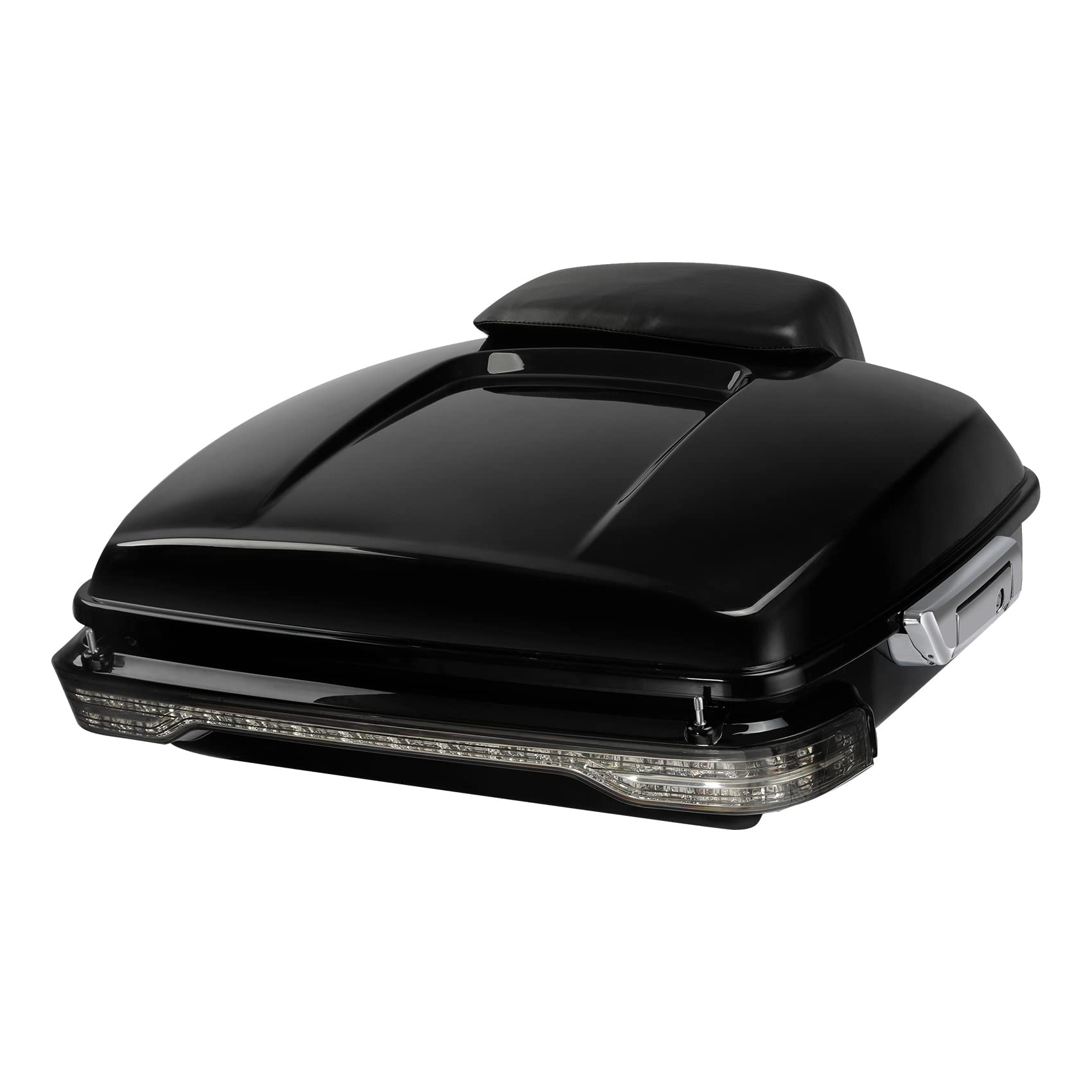 XFMT Motorcycle 10.7" Chopped Trunk Luggage Trunk W/Passenger Backrest Pad & LED Tail Light For Harley Touring Road King Street Glide Road Glide