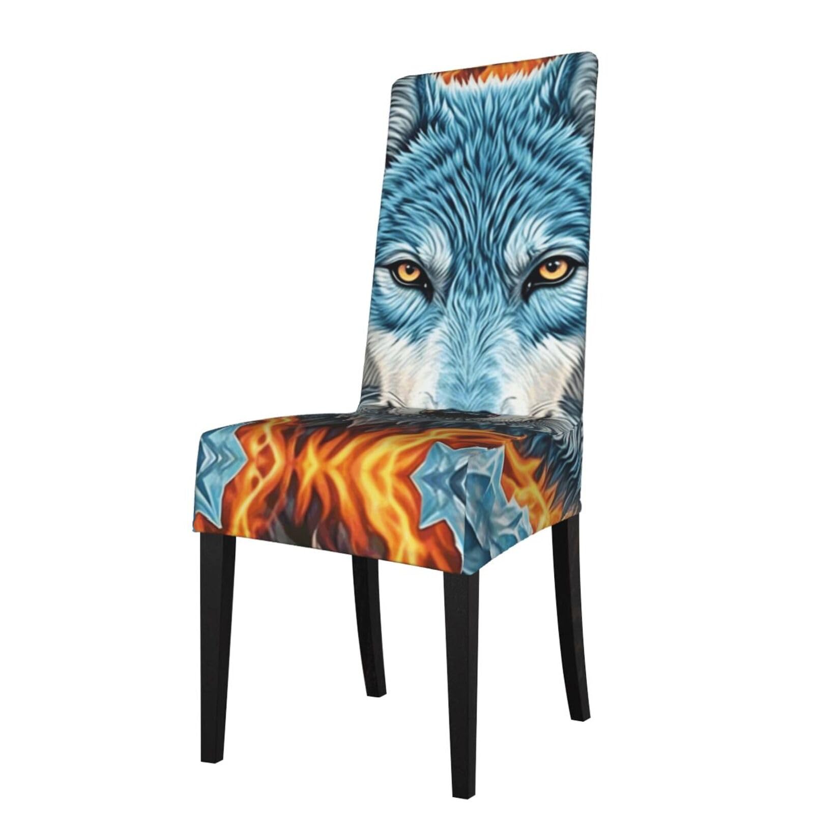 Fodpand Black Wolf Dining Room Chair Cover Stretch Parsons Chair Slipcovers Removable Washable Chair Protectors Cover High Elastic Seat Protector For Home,Kitchen, Hotel, Banquet