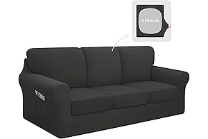 Grey Sofa Slipcover - 7 Pieces Stretch Couch Cover