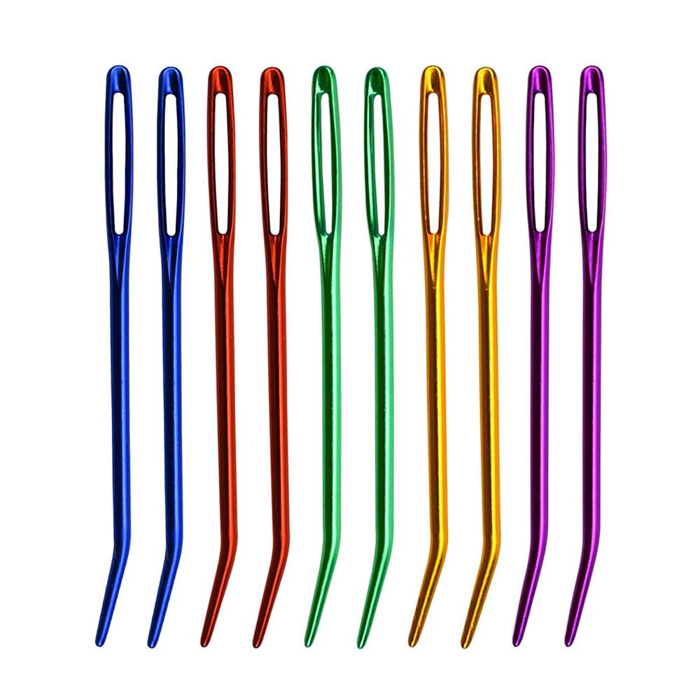 Bigteddy Random New Large Eye Bent Tip Needles Knitting Crochet Yarn Darning Needle Aluminium