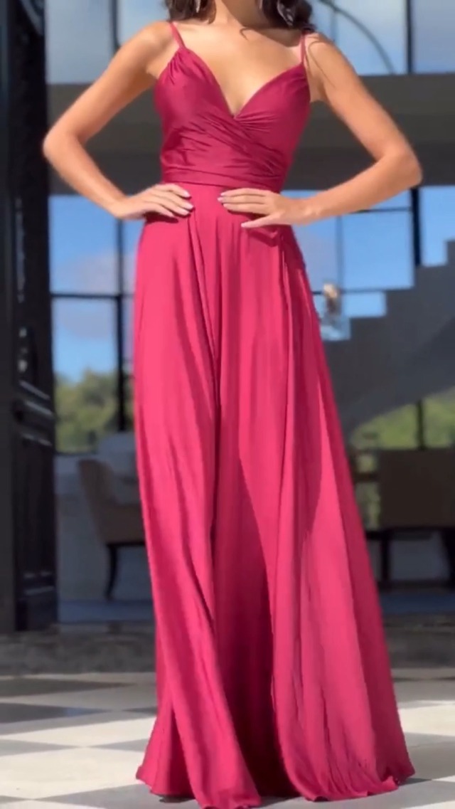 Amazon.com: MARSEN V Neck Satin Bridesmaid Dresses Spaghetti