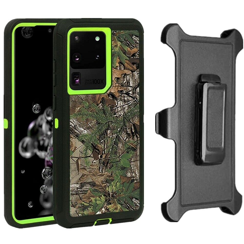 FastsunGalaxy S22 Defender Case, Camo Designed Protective Defender Shockproof Hybrid Case Dual Layer Design Hard Cover with Belt Clip Designed for Samsung Galaxy S22 (Camo Green Tree)