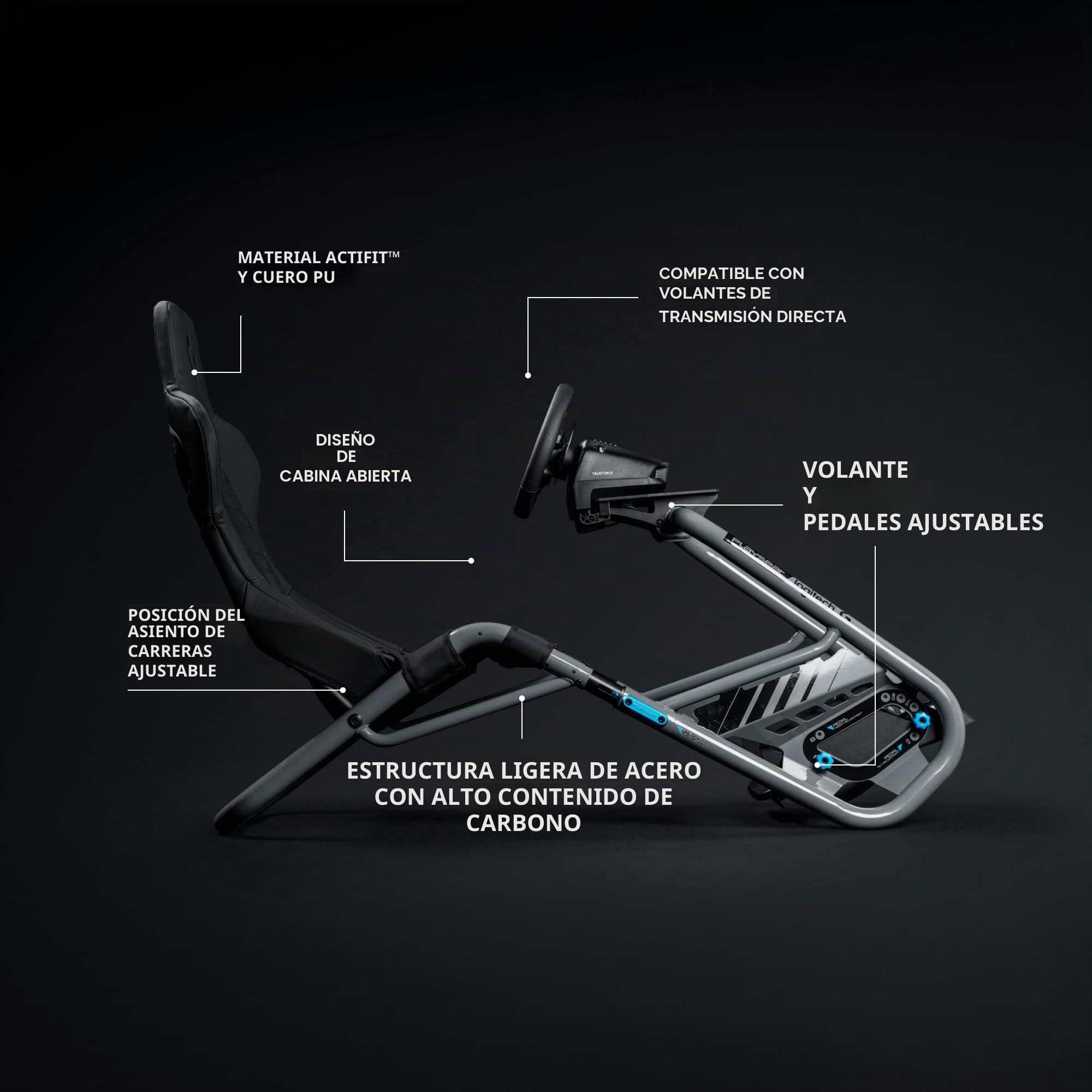Playseat Trophy - Cabina de simulación de Carreras Logitech G Edition | Totalmente Ajustable | Compatible con Todos los Volantes Direct Drive | Ligero y Robusto