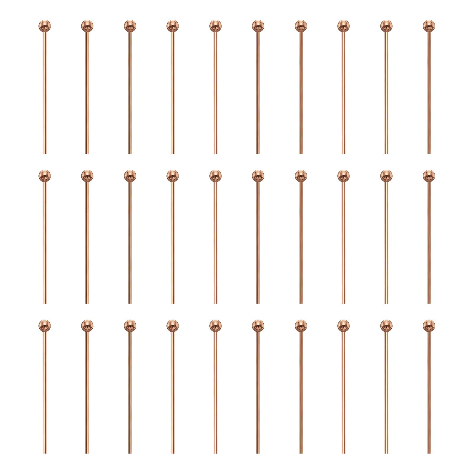 sourcing map 100pcs Ball Head Pins 0.79" 20mm Round Head Pins for Earring Pendant Necklace Bracelet Charm Jewelry Making Findings DIY Craft, Rose Gold