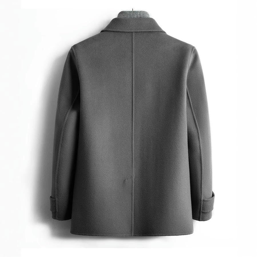 Gabardina corta de lana para hombre abrigo coreano casual de doble cara 4
