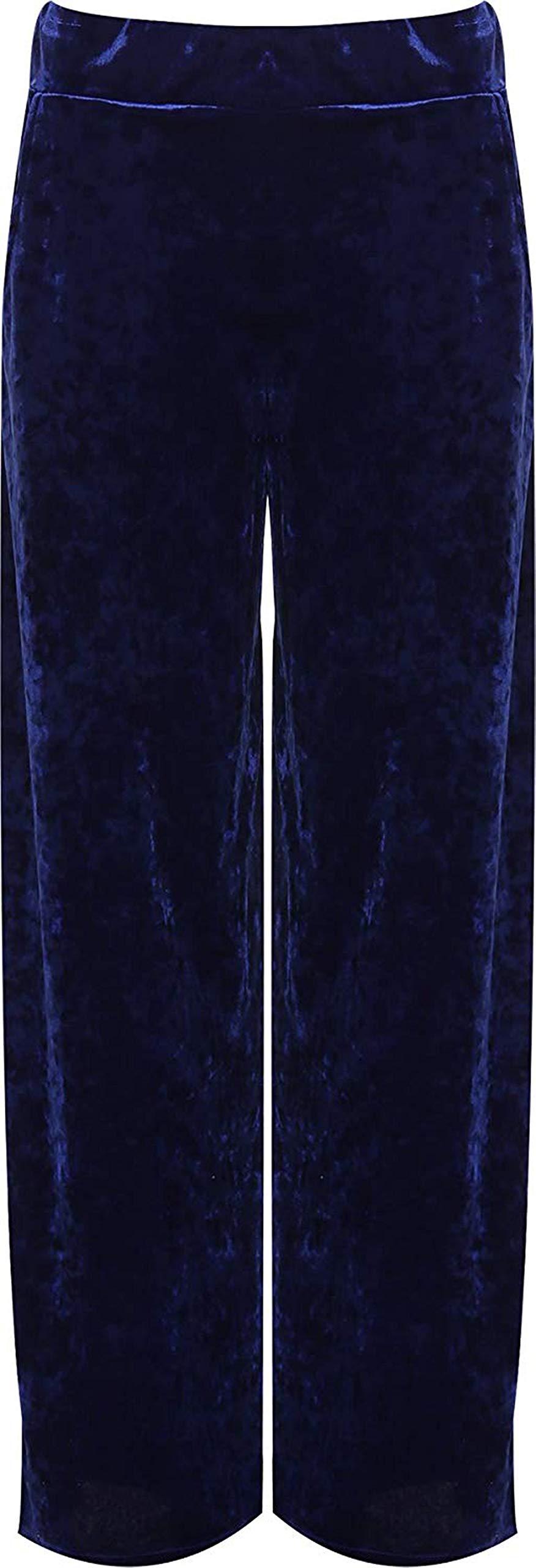 Women's Plus Velour Velvet Wide Flared Leg Pocket Pants Ladies Palazzo Trousers 14-28 (UK - 26/28, Royal Blue)