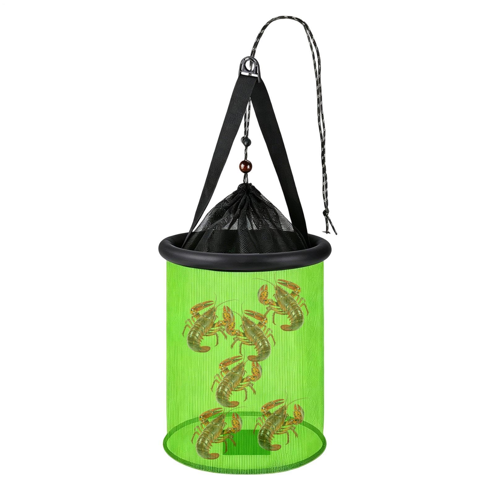 Floating Fishing Net,Foldable Heavy Duty Bait Pen Net - Fishing Bucket Organizer - for Trout Crappie Pike Crayfish Worms Fresh Water Sea Water Boat Surf Inshore Offshore Pond River Lake