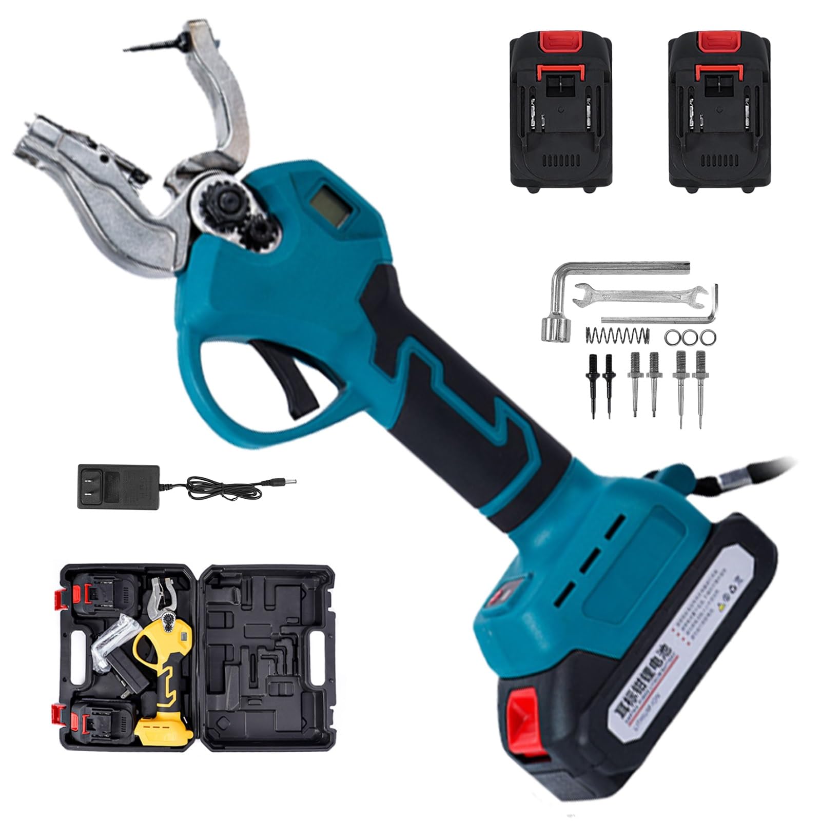 Marcatore Elettrico for Orecchie Per, Pinza Elettrica for Marchi Auricolari, Dotato di 2 Batterie Da 1300 Mah, 6 Aghi for Marchiatura Auricolare e Funzione di Conteggio(Blue)