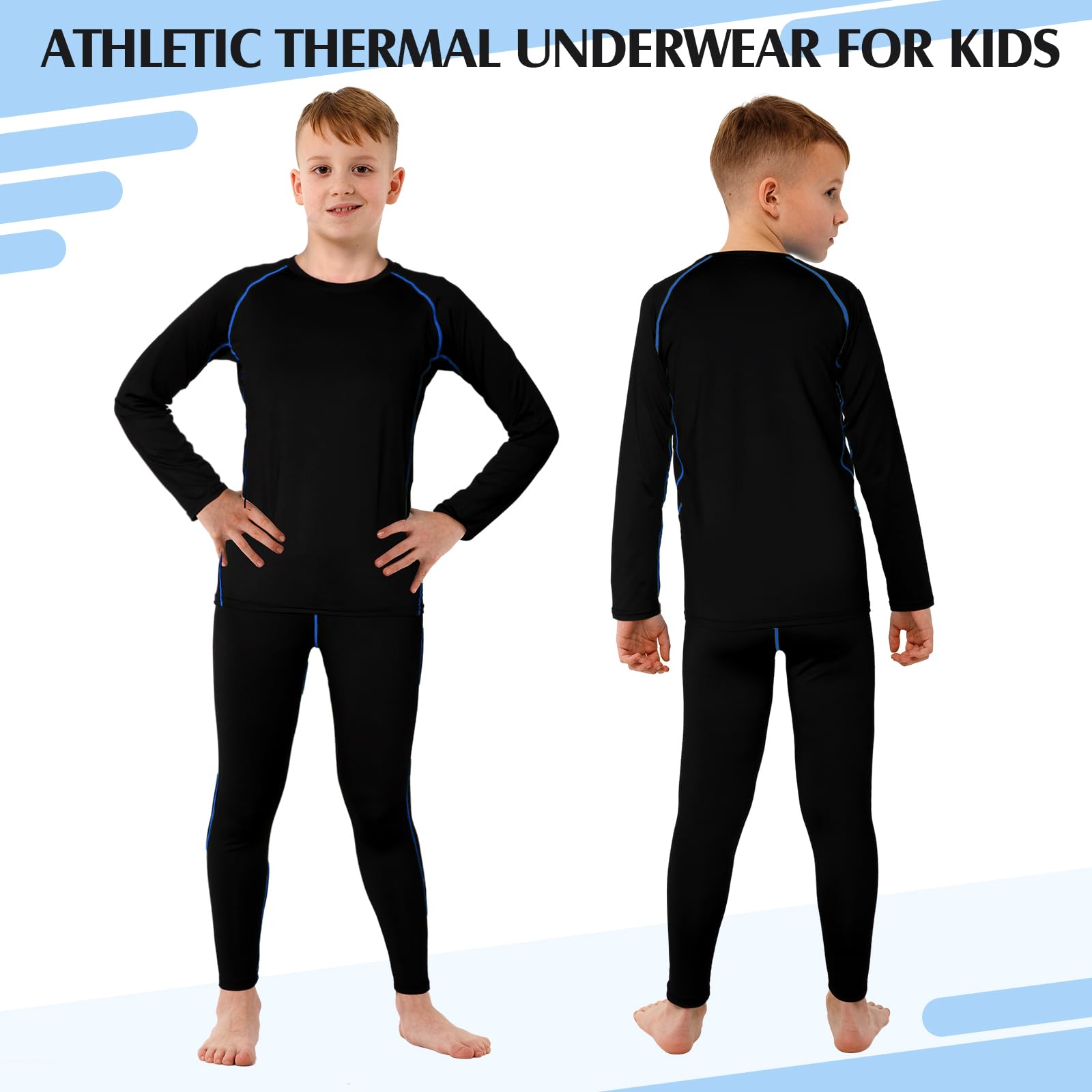 Suhine Thermounterwäsche für Kinder, Jungen, Mädchen, Winter, Baselayer, athletisches Kompressions-Fleece für Sport, Fußball, 3 Sets