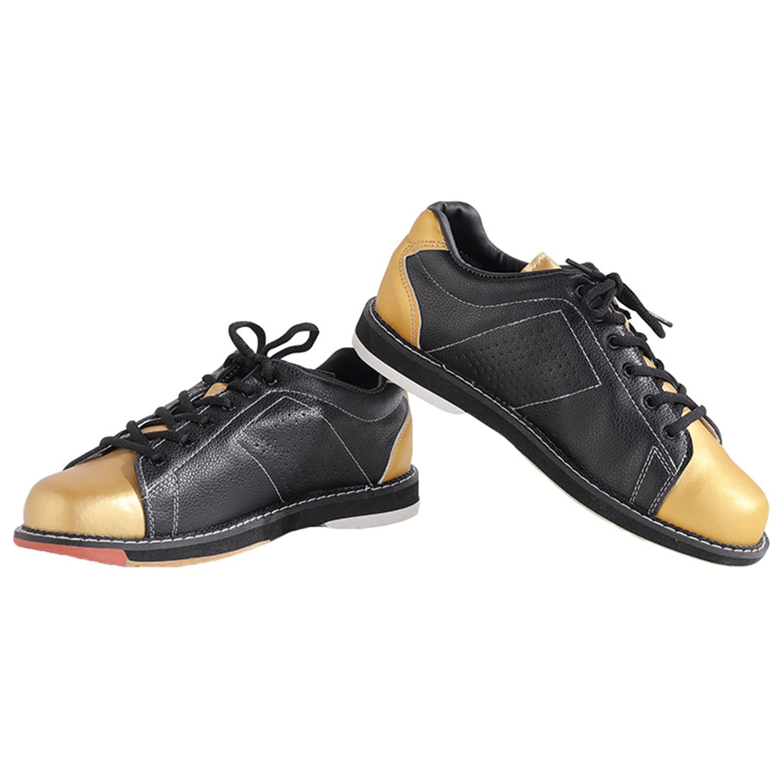 Bowlingschuhe Für Herren Leichtes Leder Atmungsaktiv Puffer Linke Rechte Sohle Modisch Sportlich,Schwarz,44 EU