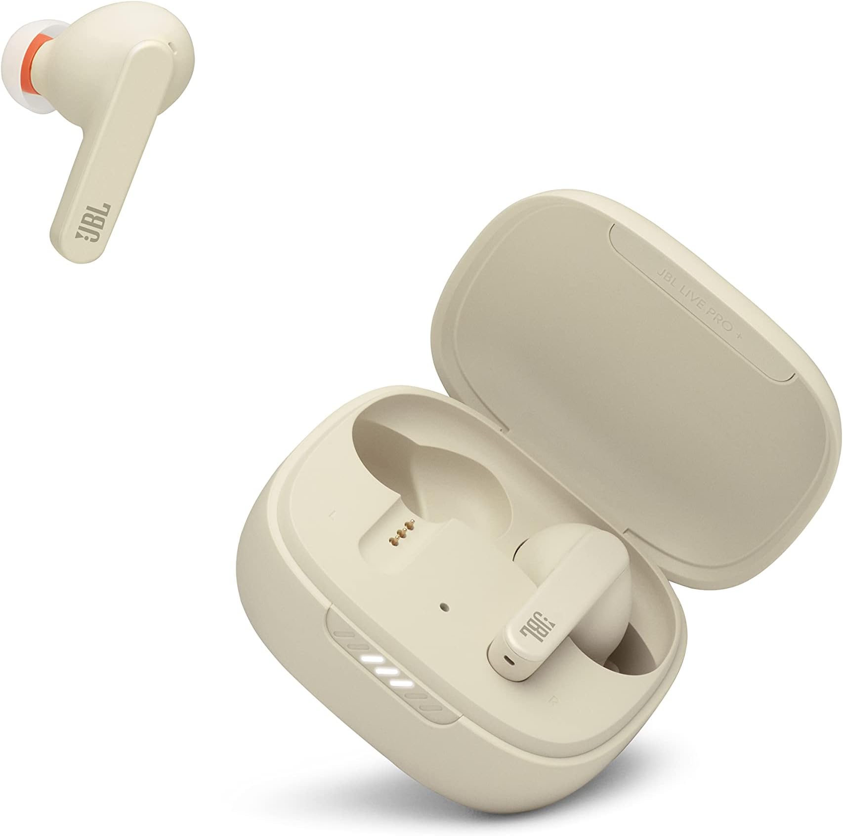 JBL LIVE PRO+ TWS True Wireless In-ear Noise Cancelling Bluetooth Headphones, Up to 28H of battery, Microphones, Wireless Charging, Hey Google and Amazon Alexa, iOS and Android compatible (Beige/Sand)