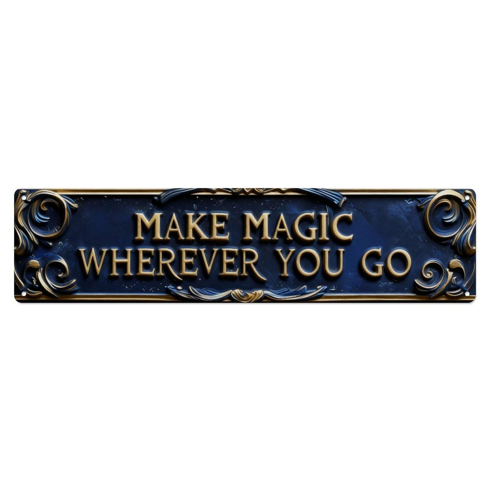 Iageret Vintage Make Magic Wherever You Go Metal Tin Sign Retro Wall Decor, Bar Garage Cafe Kitchen Home Wall Art Poster Decoration 4X16inches