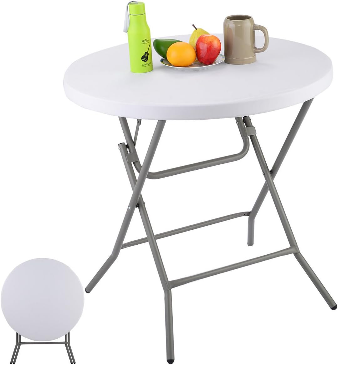 32" Plastic Folding Table Round Furniture Home Outdoor Camping Party Portable YRS 1128