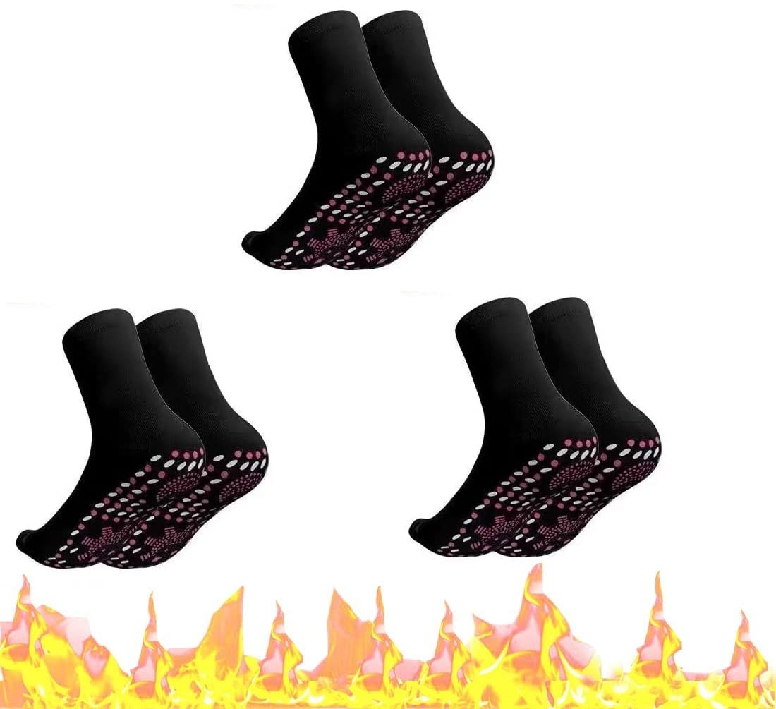 Axnzp3 Pairs Tourmaline Thermal Circulation Self-Heating Shaping Socks,AFIZ Tourmaline Slim-ming Health Sock Foot Massage Thermotherapeutic Sock Heated Socks for Men Women. (Black) …