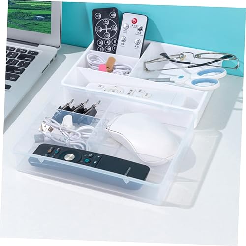 Miniatura 8 de Tofficu Caja de almacenamiento de 2 compartimentos para cubiertos, organizador de pinceles de tocador, organizador de escritorio y accesorios,