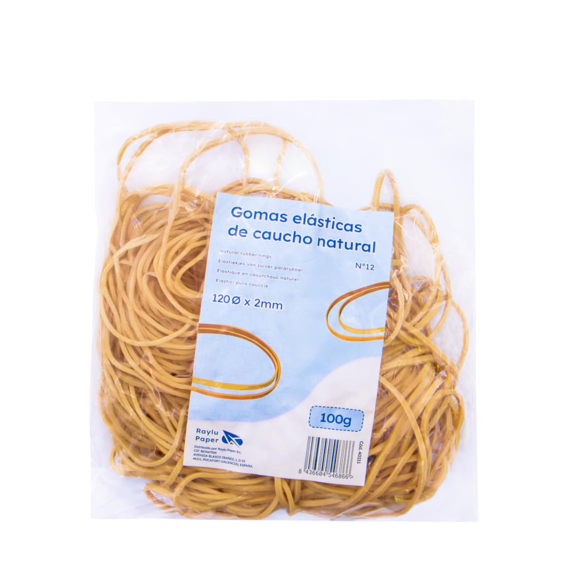 RAYLU PAPER - 100% naturalne gumowe elastyczne gumki, wytrzymałe i wielokrotnego użytku papeterii do biura i domu (120 Ø x 2 mm, 100g)