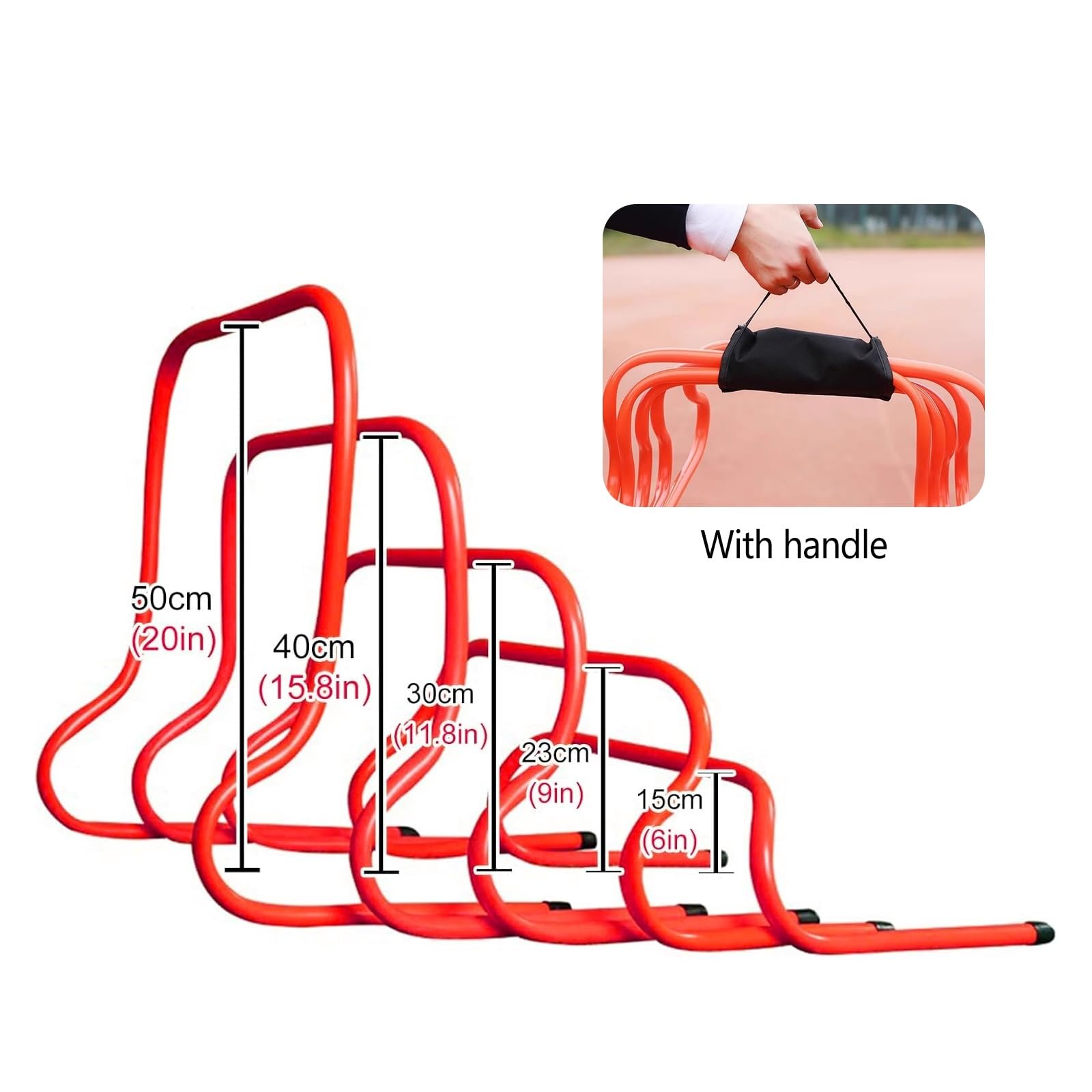Set di Ostacoli per Allenamento, 5 Pezzi di Attrezzatura per l'agilità con Maniglia per Il Trasporto, Ideale per la Pratica della velocità, per Atleti di Calcio, Tennis e Basket.