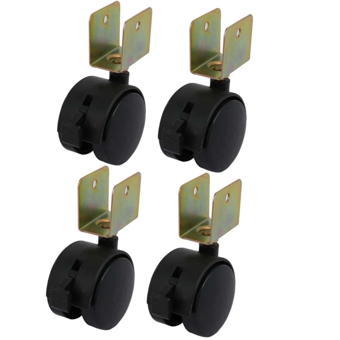 Aexit 4pcs 1.8-inch Civil Equipment Hardware Accessories Dia Wheel 24mm U Bracket Swivel Brake Caster Black for Crib Model:97as129qo555