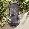 San Pablo Ornate 33" High Large Italian Indoor Outdoor Decor Gray Resin Wall Fountain Tiered Waterfall Basin Water Feature for Outside Garden Patio Yard Backyard Porch Deck - John Timberland