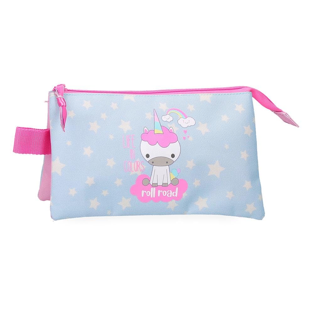 Roll Road I Am a Unicorn Estuche Triple Azul 22x12x5 cms Poliéster
