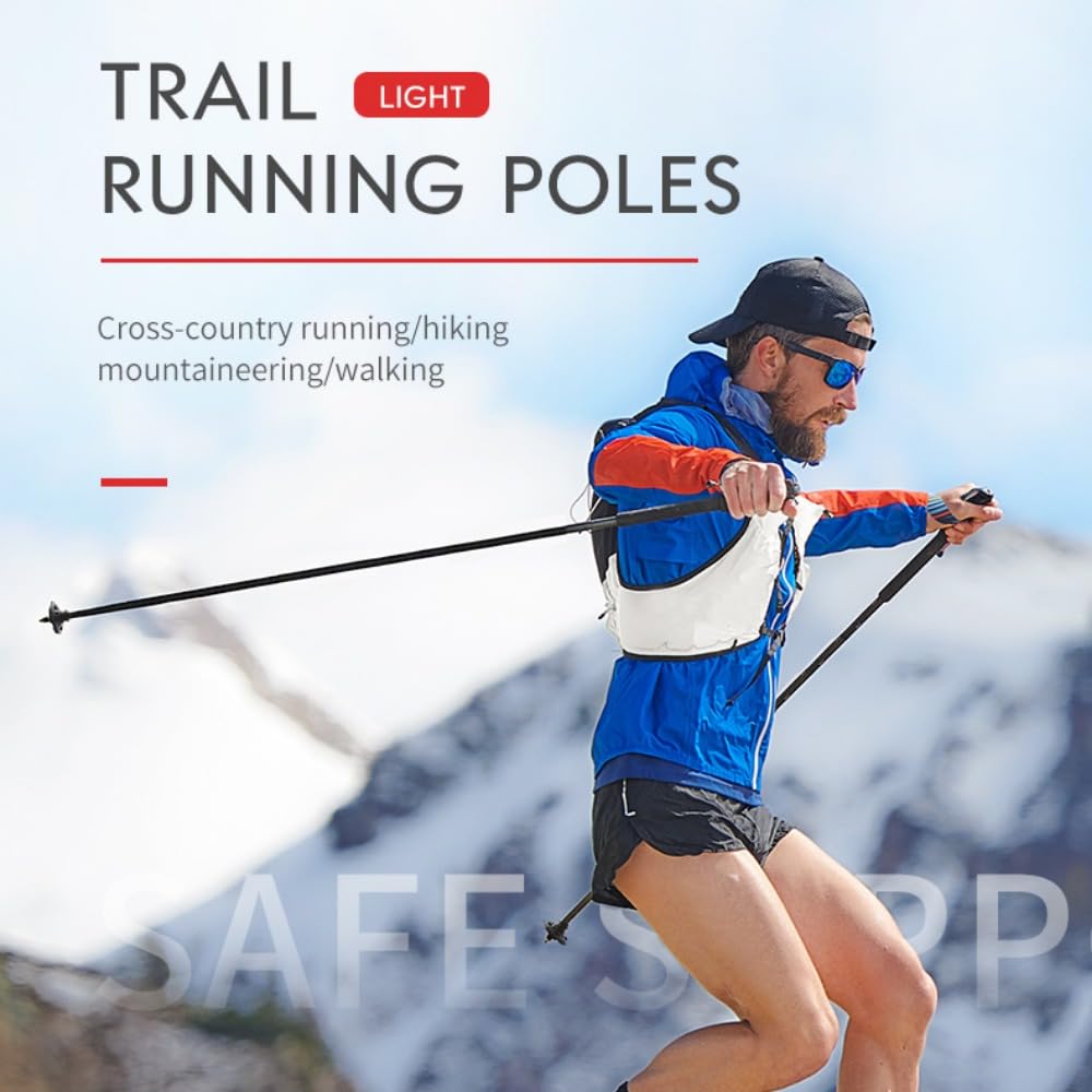 AONIJIE 2Pcs Carbon Fiber Folding Trekking Poles - Collapsible Lightweight Walking Sticks for Hiking with Quick Lock System Sweat-Resistant Grip (2pcs105cm)