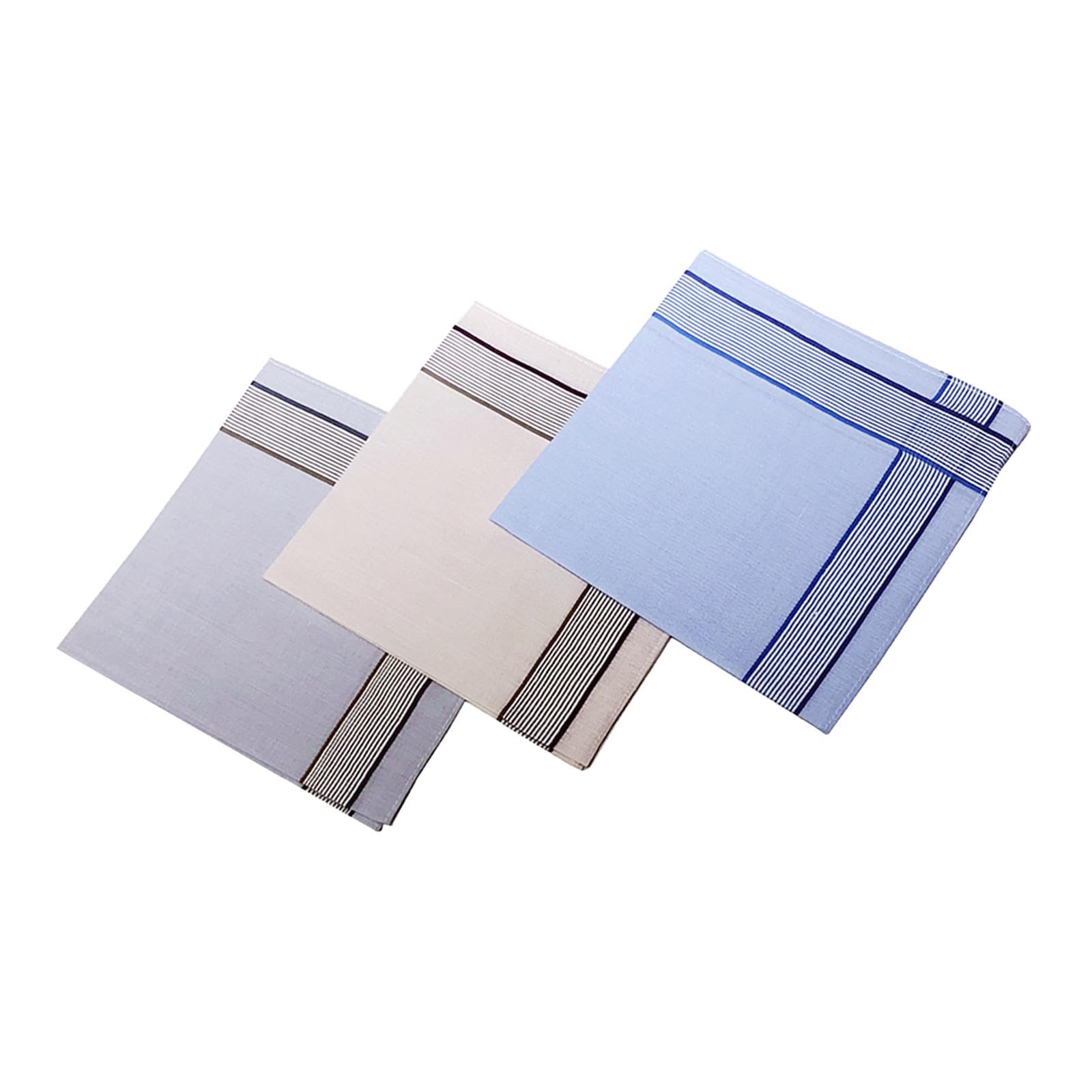 4xPocket Square Hankies Kerchief Party Grooms Durable Cotton Men Handkerchiefs Style E 3Pcs-image-30