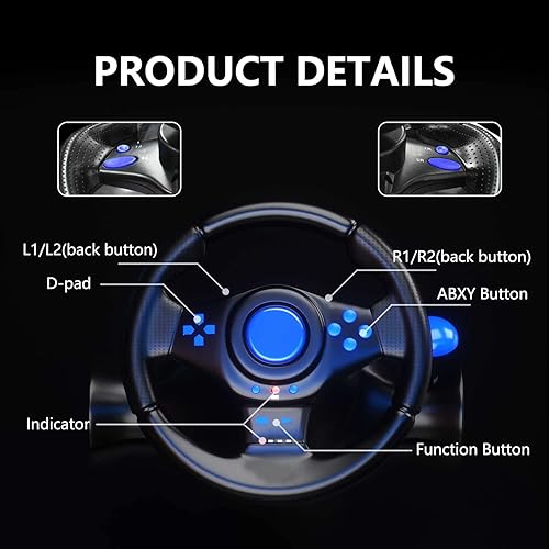 Miniatura 2 de SZYUYU Volante de carreras con pedalespalas de cambio y vibración para PS4PS3XBOX OneXBOX 360SwitchPC Racing Volante