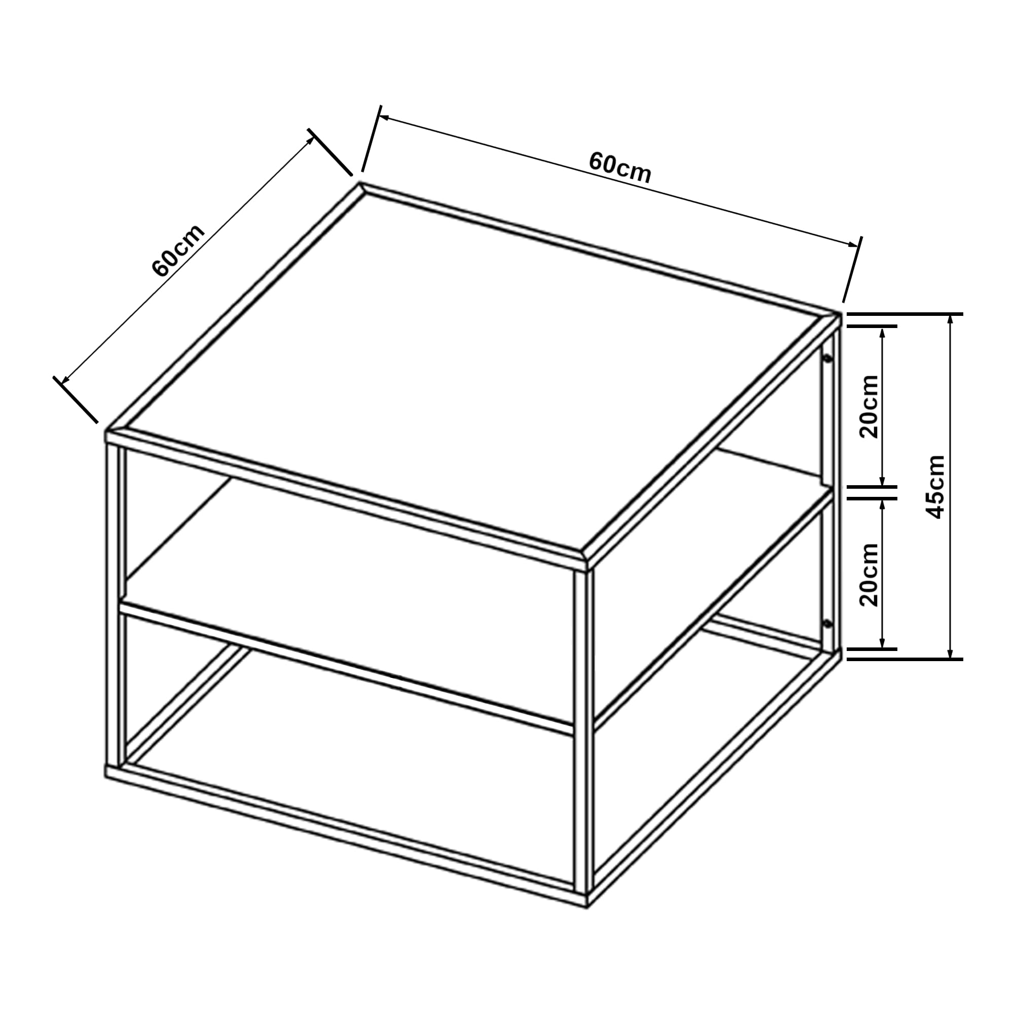 [en.casa] Mesa de Centro Solund Cuadrada con 1 Estante Diseño Industrial Mesa Baja para Salón Sala de Espera Oficina Limpieza Fácil Acero 60 x 60 x 45cm - Negro Mate