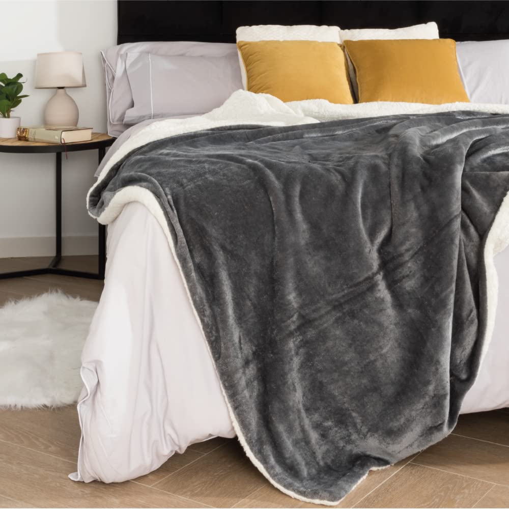 Don Descanso Überwurf Winter | Microfaser Wendbar 200x220 Cm Marineblau