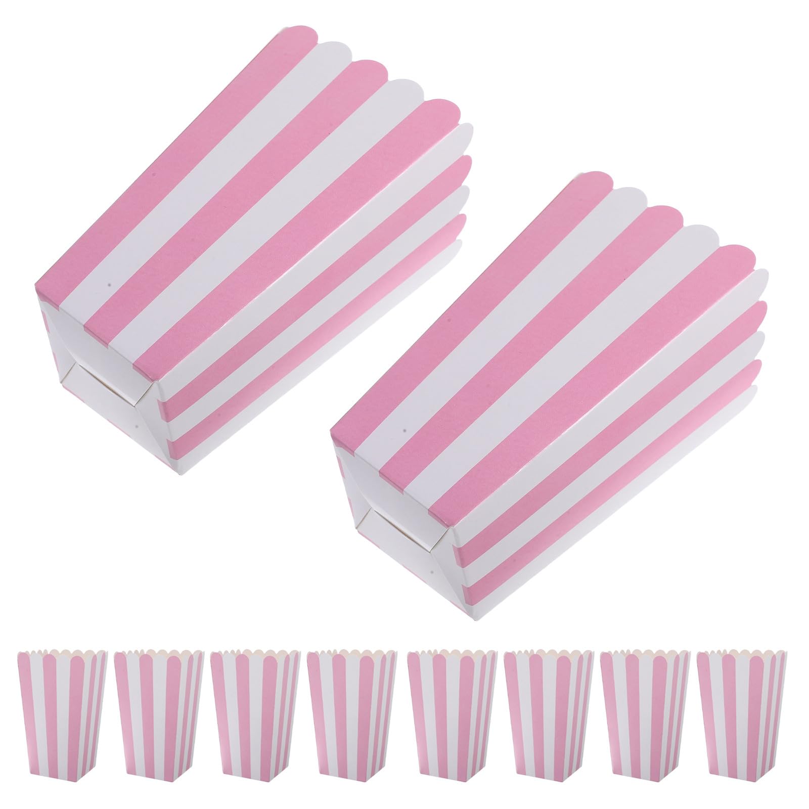 ERINGOGO Secchielli per Popcorn a Righe Rosa 100 Pezzi in Carta