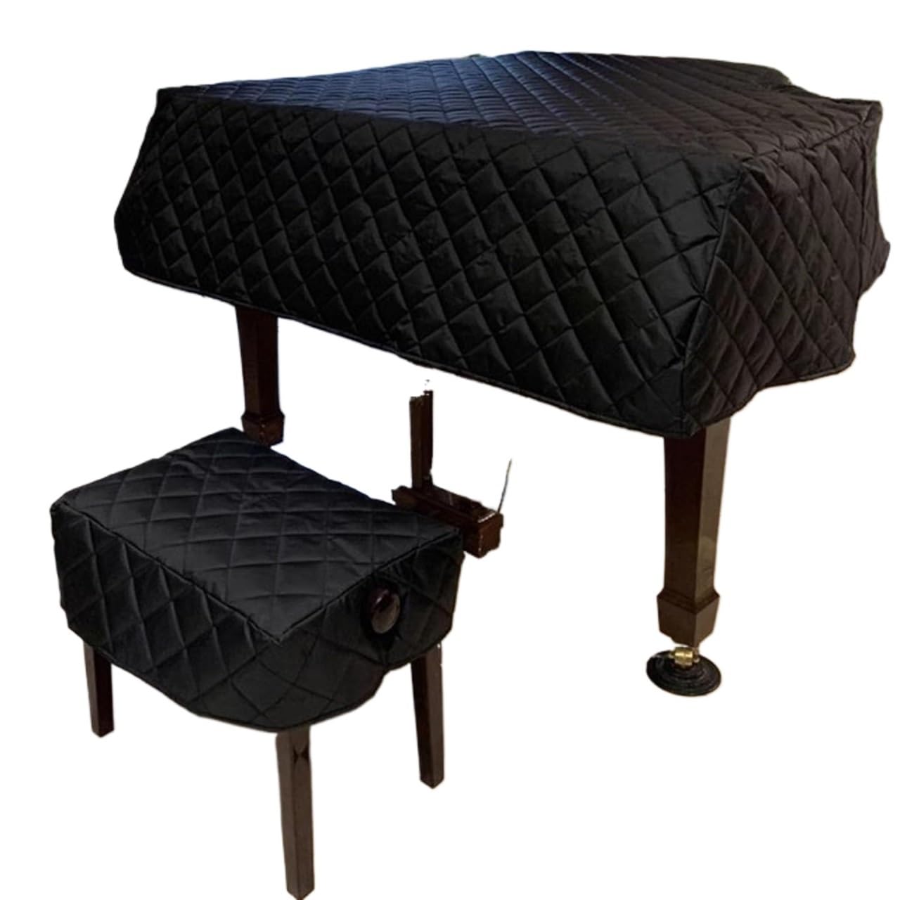 Copertura for pianoforte, copertura antipolvere Copertura for pianoforte a coda Copertura protettiva for pianoforte a coda con copertura for sgabello for pianoforte-Elegante aspetto nero-Impermeabile