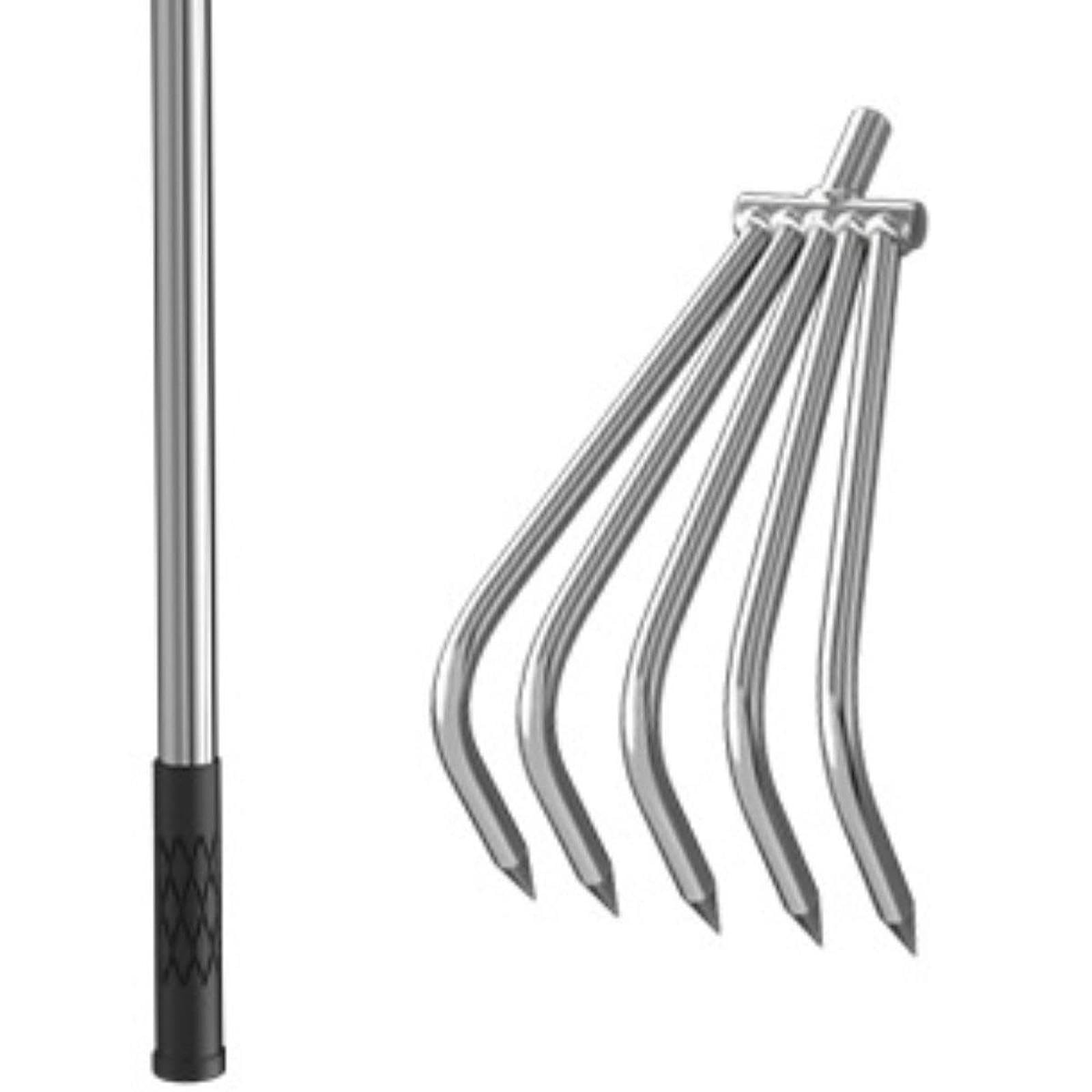 2 Piezas Rastrillo de Hojas Acero Inoxidable Mango Ergonómico Ajustable Cabezal Desmontable Adecuado para Peatones Aficionados a La Jardinerí, 3 Y 5 Dientes