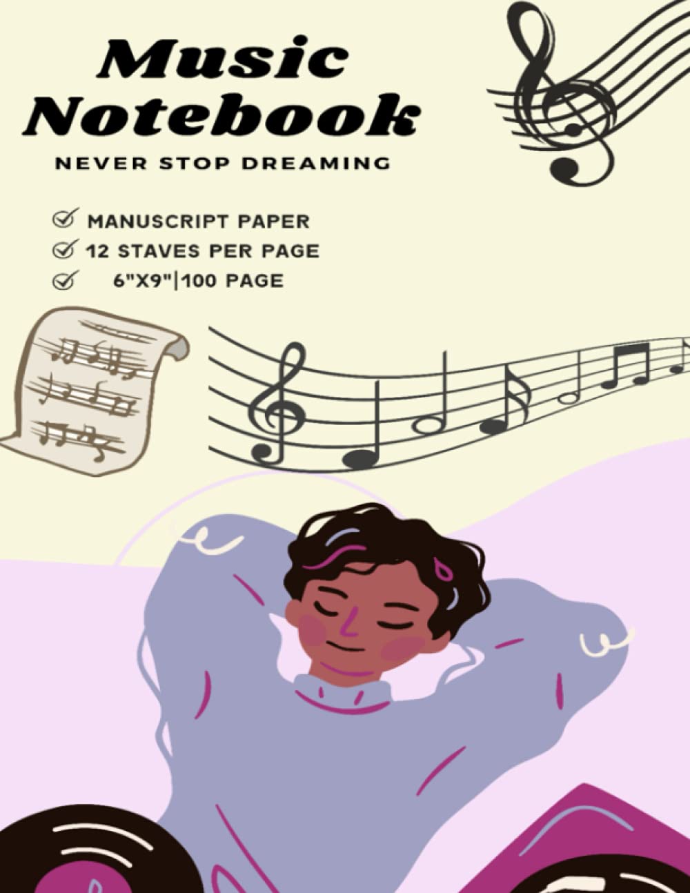 Music Notebook - Manuscript Paper | Blank Sheet Piano Music | Simple Use | Wide Staff Page | Music Sheet | 12 Staves Per Page | 8.5"x11" | 120 Pages