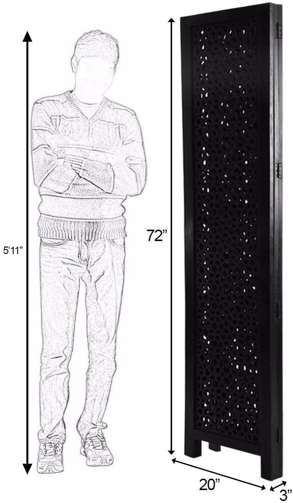 Wooden Room Partition/Screen/Room Divider/Room Separator Traditional Handicrafts 6Ft (Dark Brown) (4 Panel) (5 Panel)