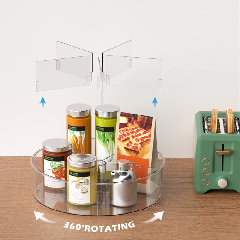 Lazy Susan - Organizador giratorio de especias para almacenamiento de alimentos, condimentos, organizador giratorio para armarios de cocina, despensa, refrigerador, encimeras, juego de 2