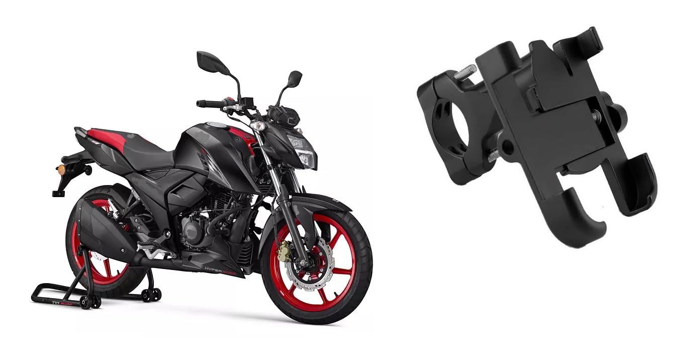 Bike Mobile Holder Metal (Aluminium Alloy) | 360° Rotation Handlebar Phone Mount | Anti-Vibration Clamp | Motorcycle & Cycle Mobile Stand Suitable for TVS Apache RTR 160 4V-picture-31